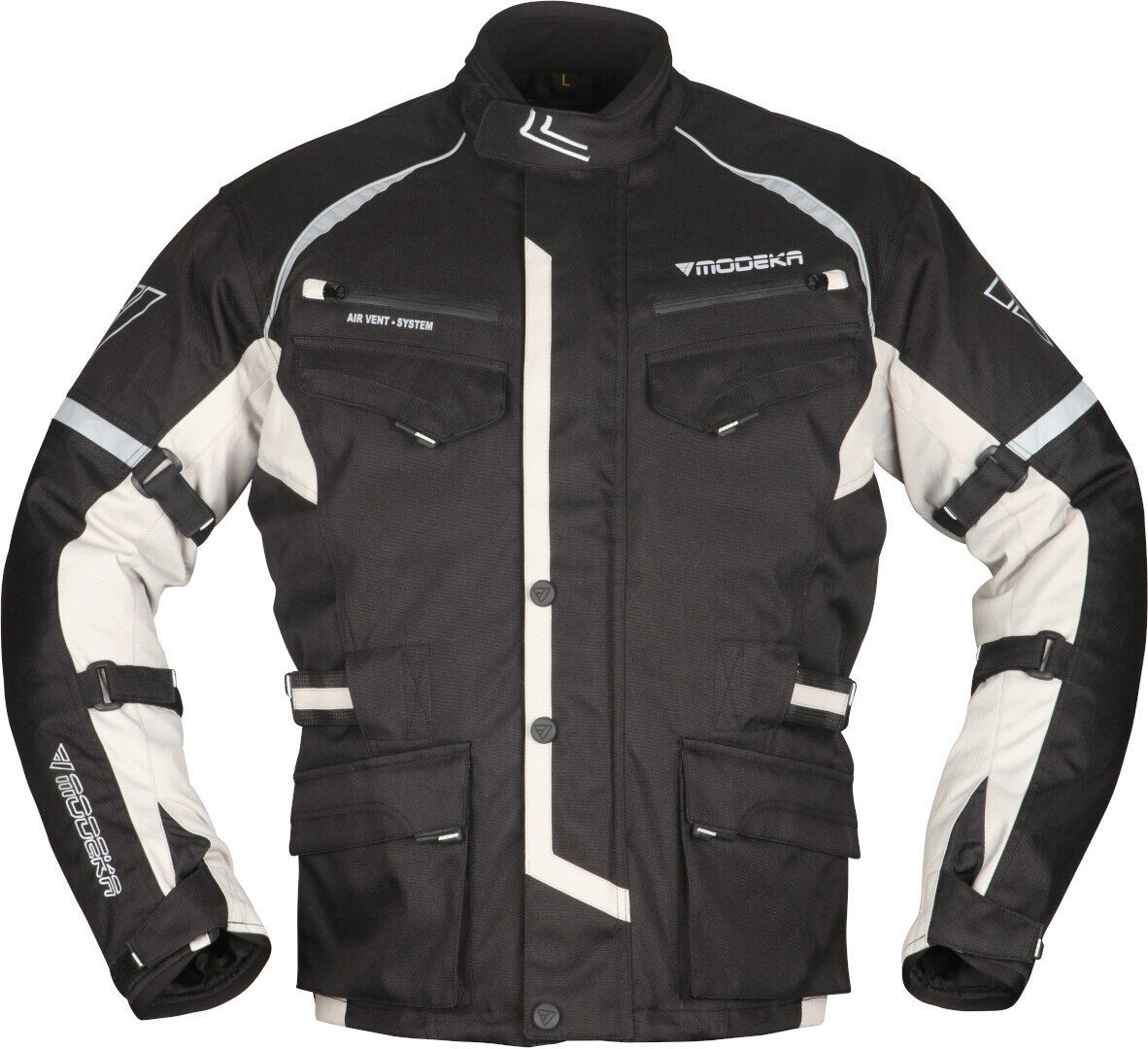 Modeka Tarex Chaqueta textil de motocicleta - Negro Gris (2XL)