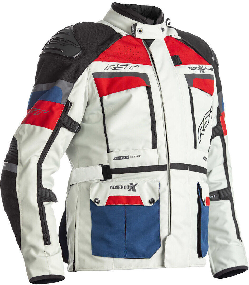 RST Adventure-X Airbag Chaqueta textil de motocicleta - Blanco Rojo Azul (M)