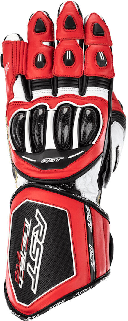 RST Tractech Evo 4 Guantes de moto - Negro Blanco Rojo (S)