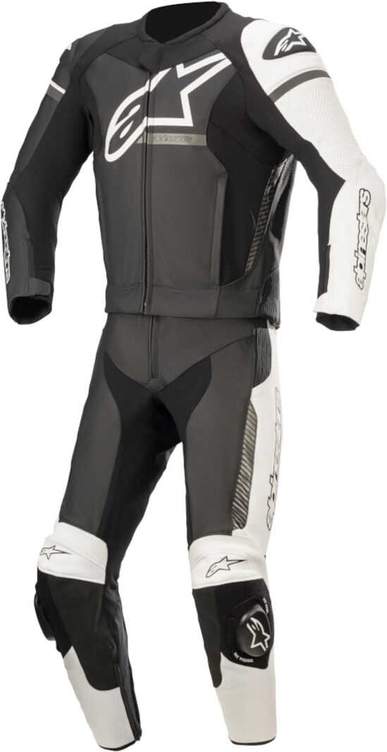 Alpinestars GP Force Phantom Traje de cuero de motocicleta de dos piezas - Negro Gris Blanco (58)