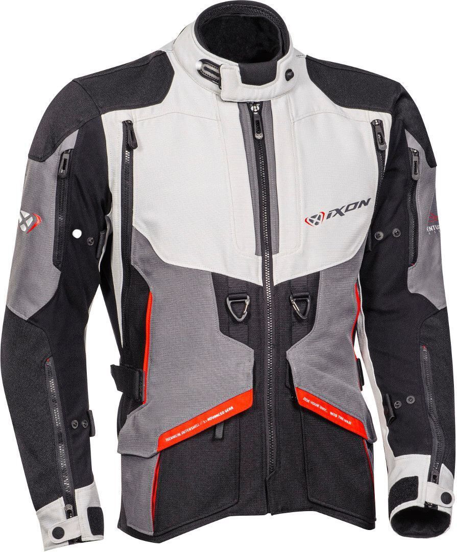 Ixon Ragnar Chaqueta textil de motocicleta - Negro Gris Rojo (3XL)