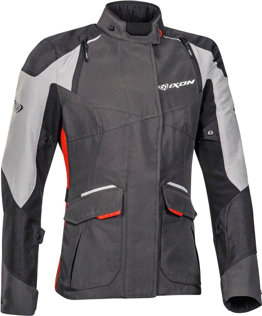 Ixon Balder Chaqueta textil damen motocicleta - Negro Gris Rojo (M)