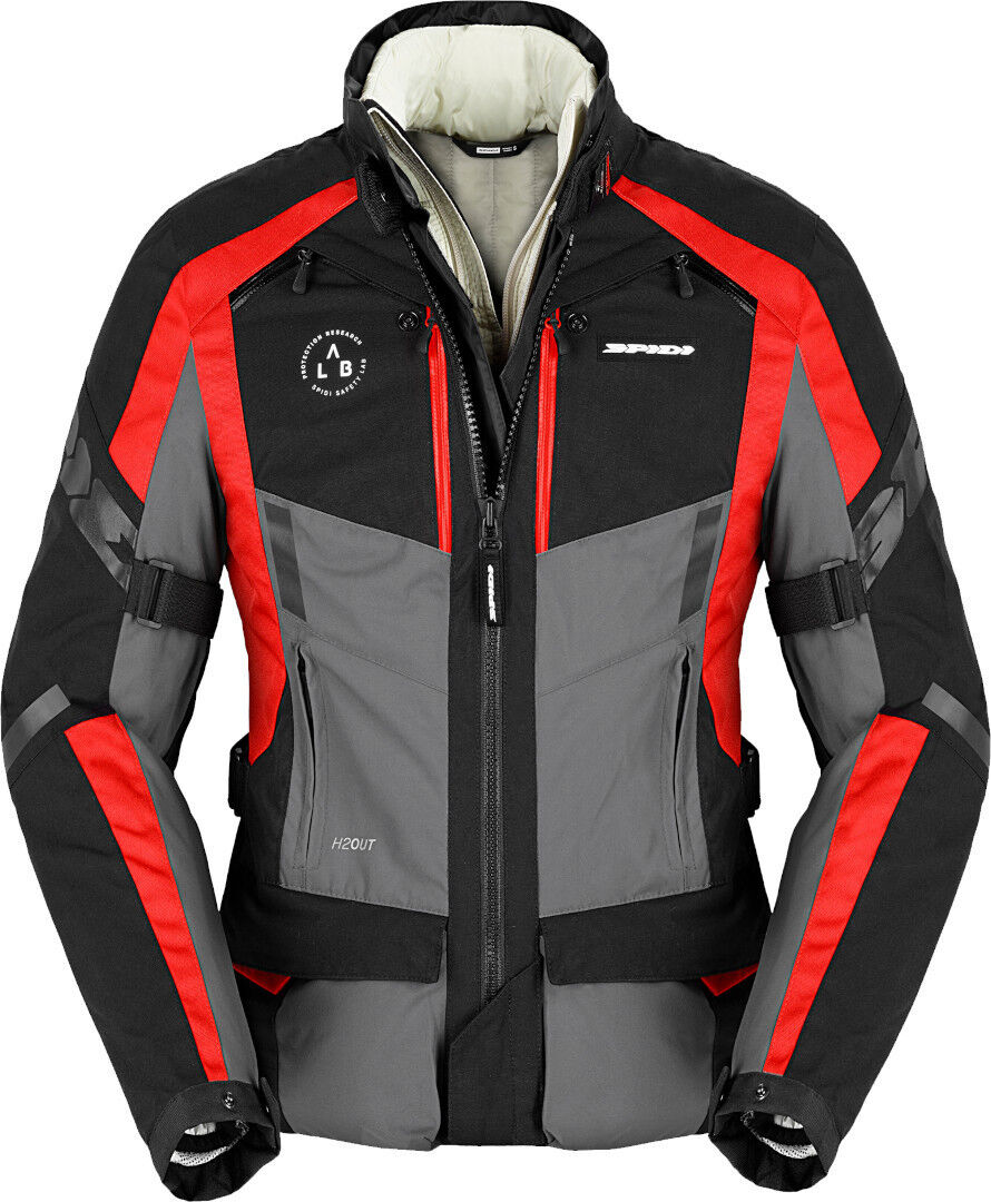 Spidi 4 Season Evo H2Out Chaqueta textil de motocicleta para damas - Negro Gris Rojo