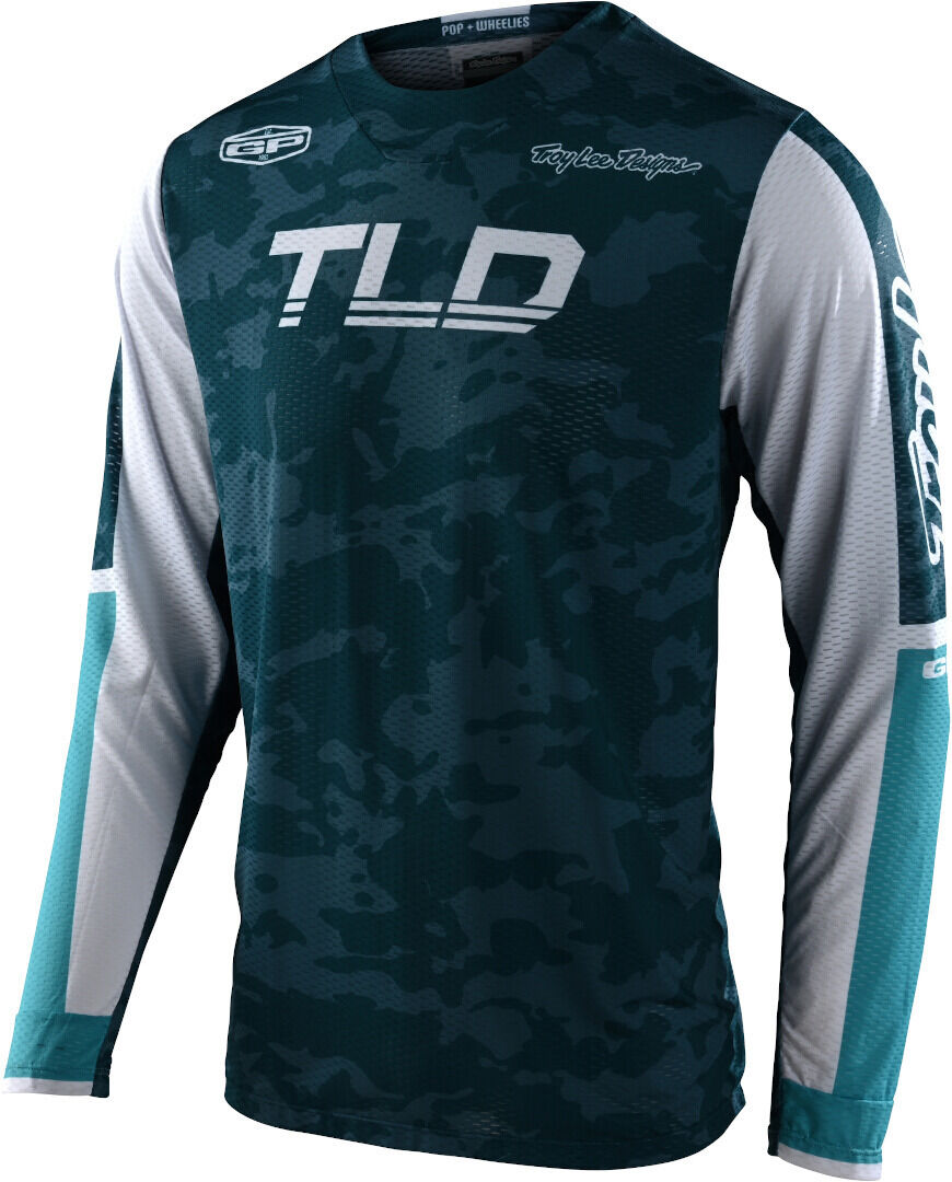 Lee GP Air Veloce Camo Maillot de Motocross - Blanco Azul (S)