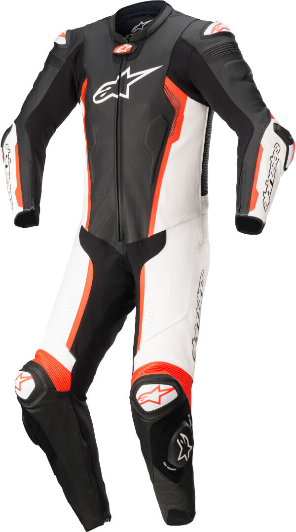 Alpinestars Missile V2 Traje de cuero para motocicleta de una pieza - Negro Blanco Rojo (52)