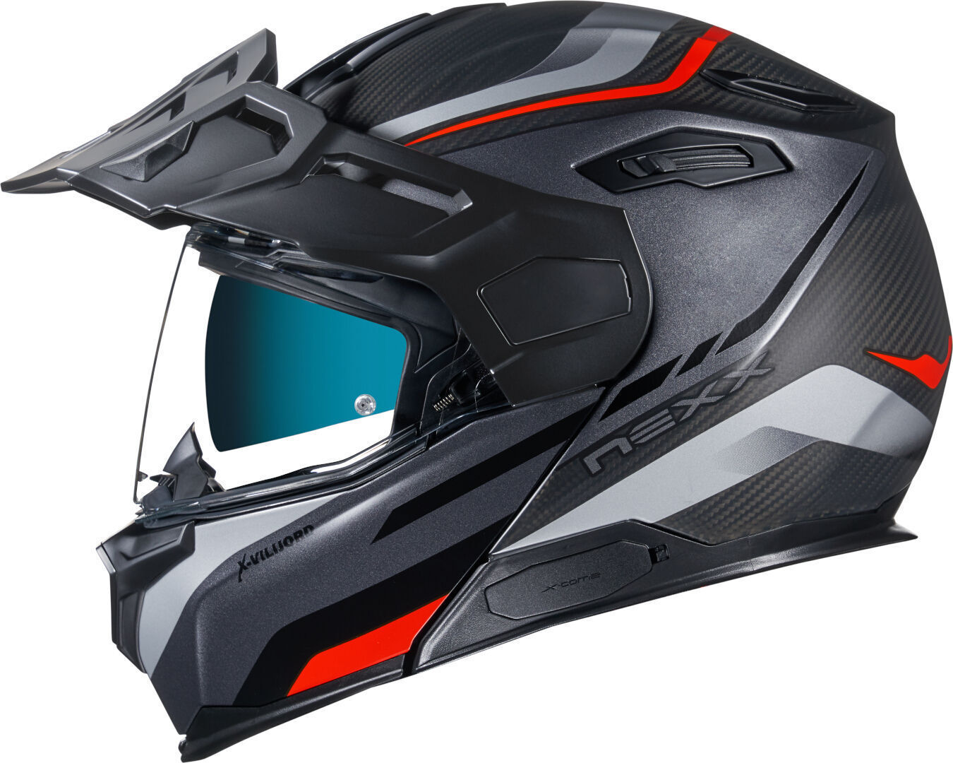 NEXX X.Vilijord Hiker Casco - Negro Gris Rojo (XL)