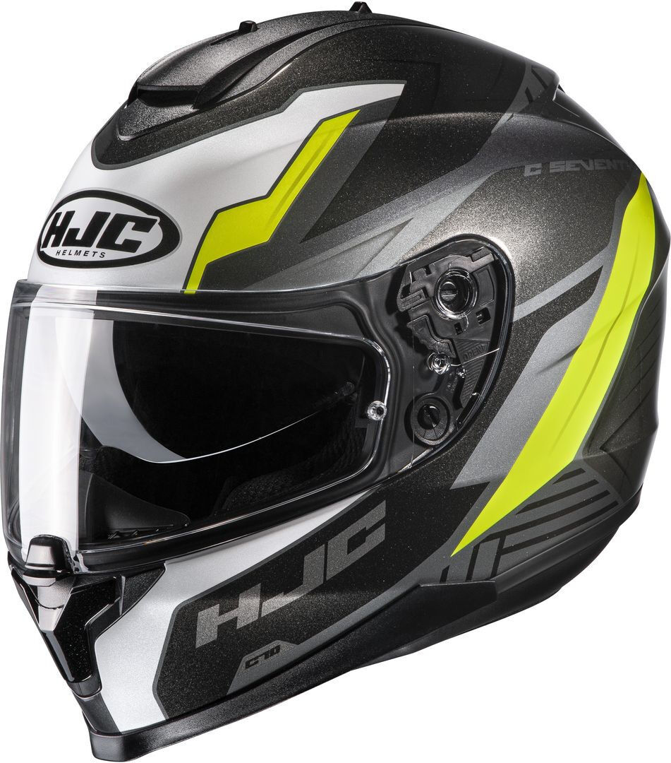 HJC C70 Silon Casco - Negro Blanco Amarillo (XL)