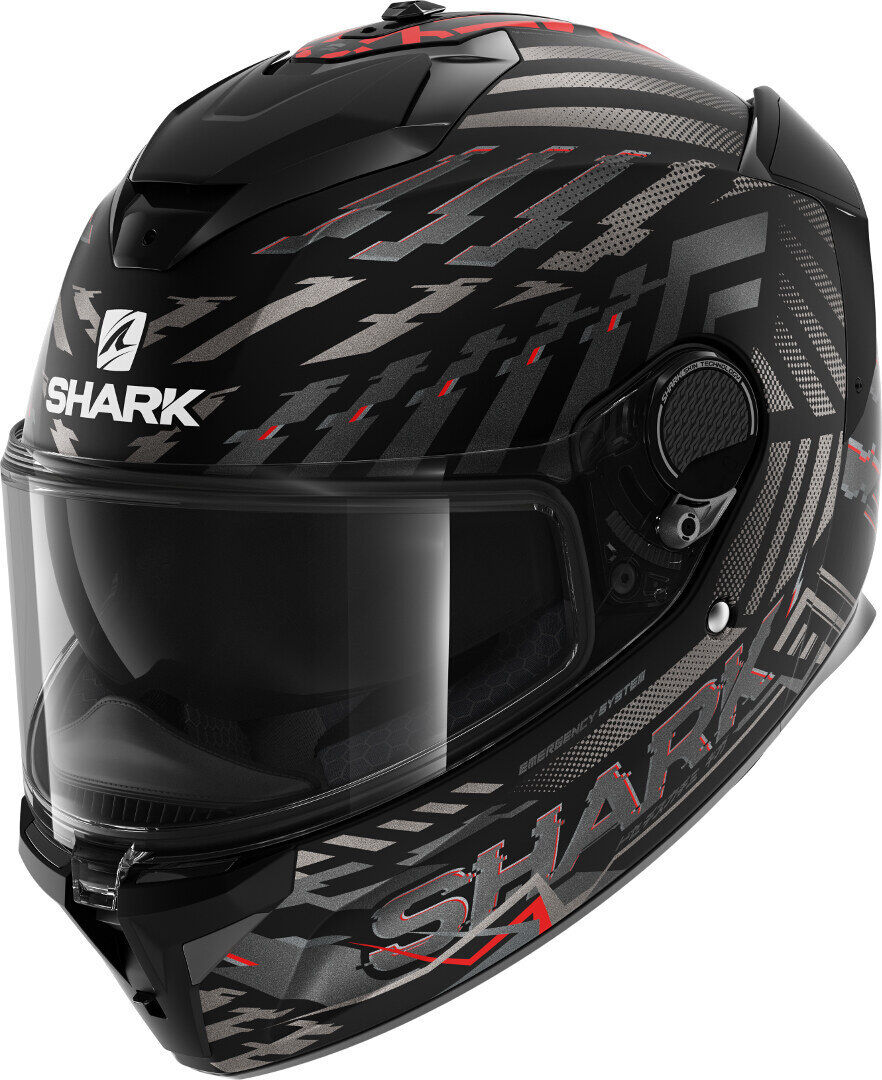 Shark Spartan GT E-Brake Casco - Negro Rojo (XL)