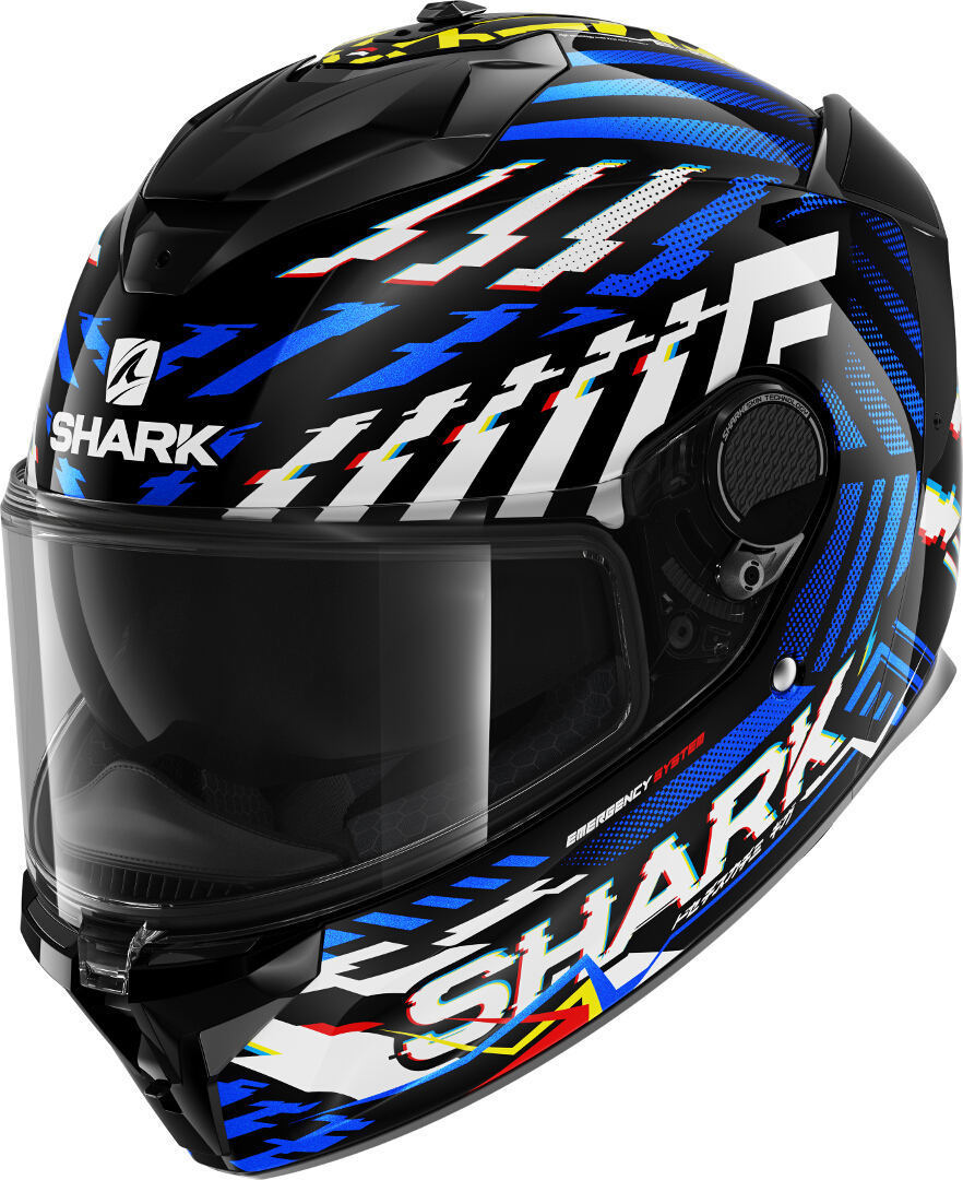 Shark Spartan GT E-Brake Casco - Negro Blanco Azul (L)