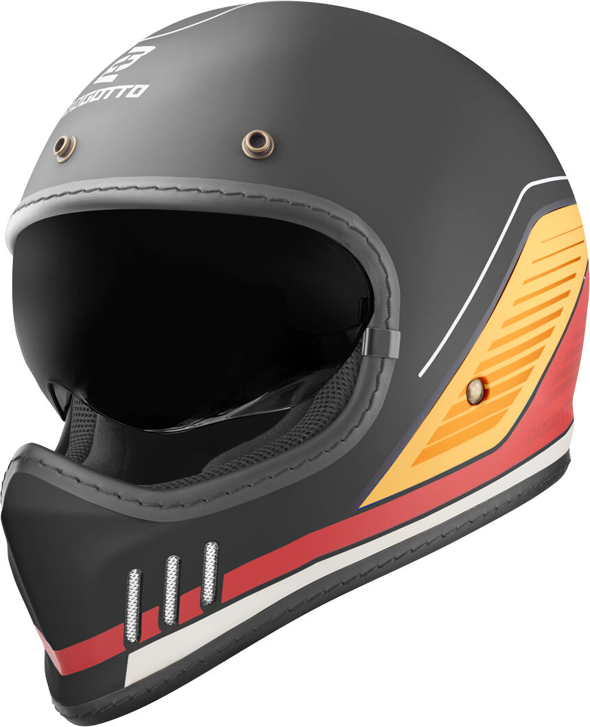 Bogotto FF980 EX-R Casco Caferacer Cross - Negro Rojo Amarillo (XL)