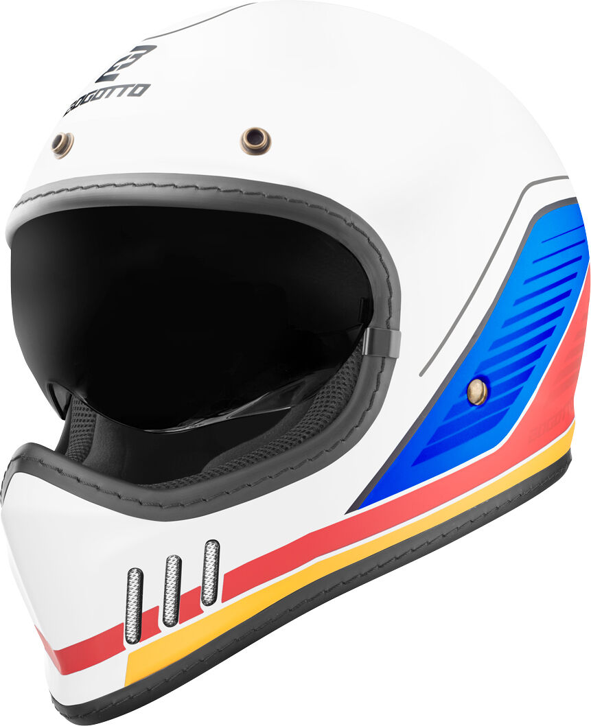 Bogotto FF980 EX-R Casco Caferacer Cross - Blanco Rojo Azul (S)