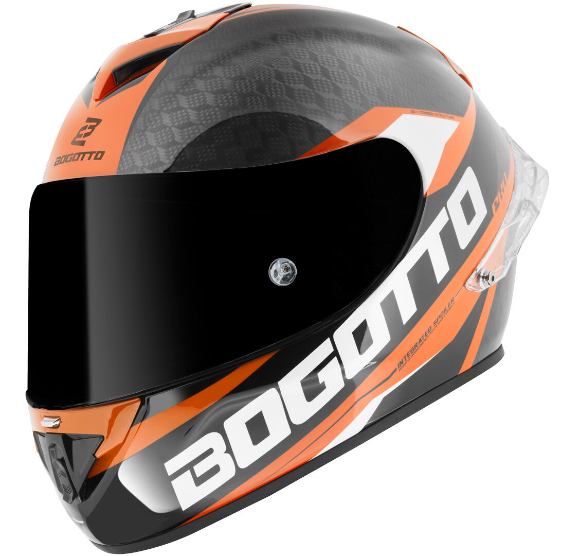 Bogotto FF104 SPN Casco de carbono - Negro Naranja (2XL)