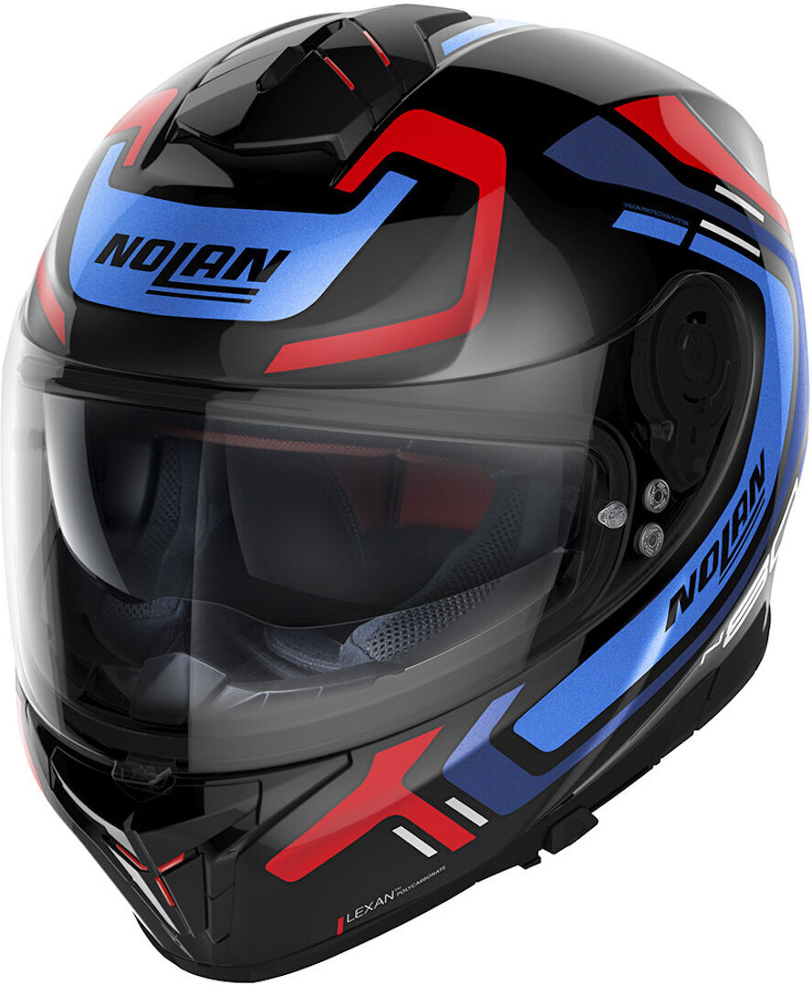 Nolan N80-8 Ally N-Com Casco - Negro Rojo Azul (XL)