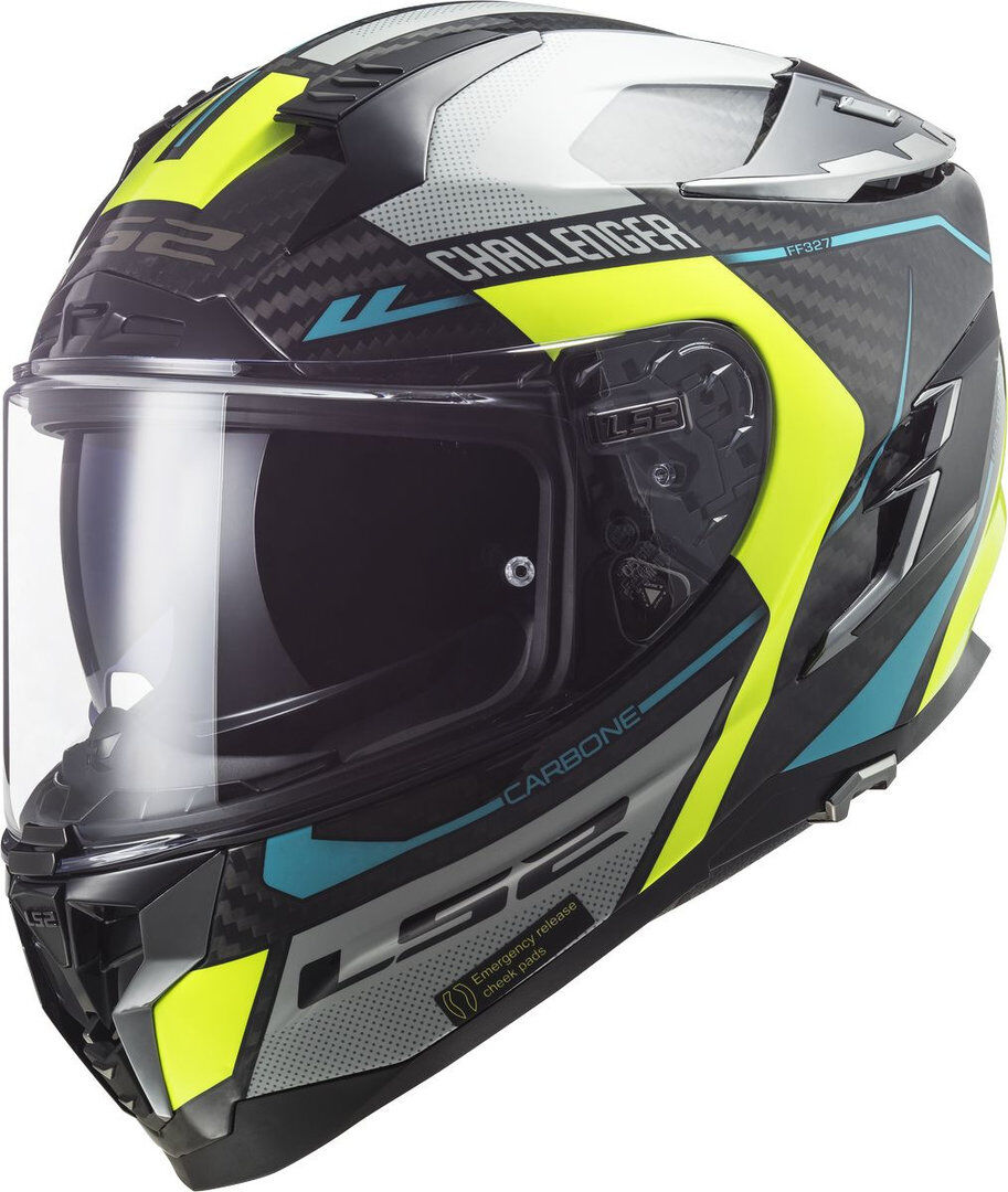 LS2 FF327 Challenger Thorn Carbon Casco - Negro Amarillo (L)