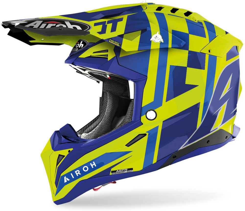 Airoh Aviator 3 TC21 Casco de motocross - Azul Amarillo (S)