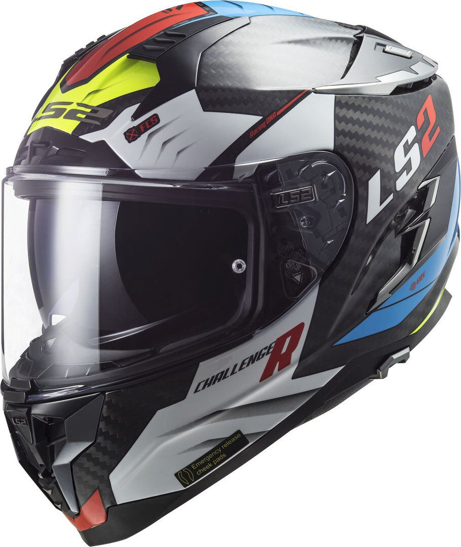 LS2 FF327 Challenger Sporty Carbon Casco - Negro Blanco Rojo Verde