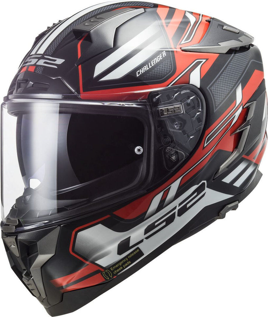 LS2 FF327 Challenger Spin Casco - Negro Rojo