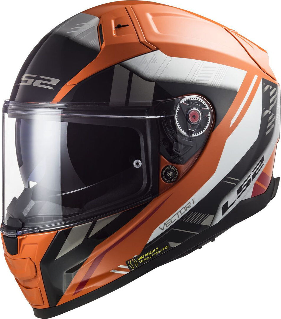 LS2 Vector II Stylus Casco - Negro Naranja (2XL)