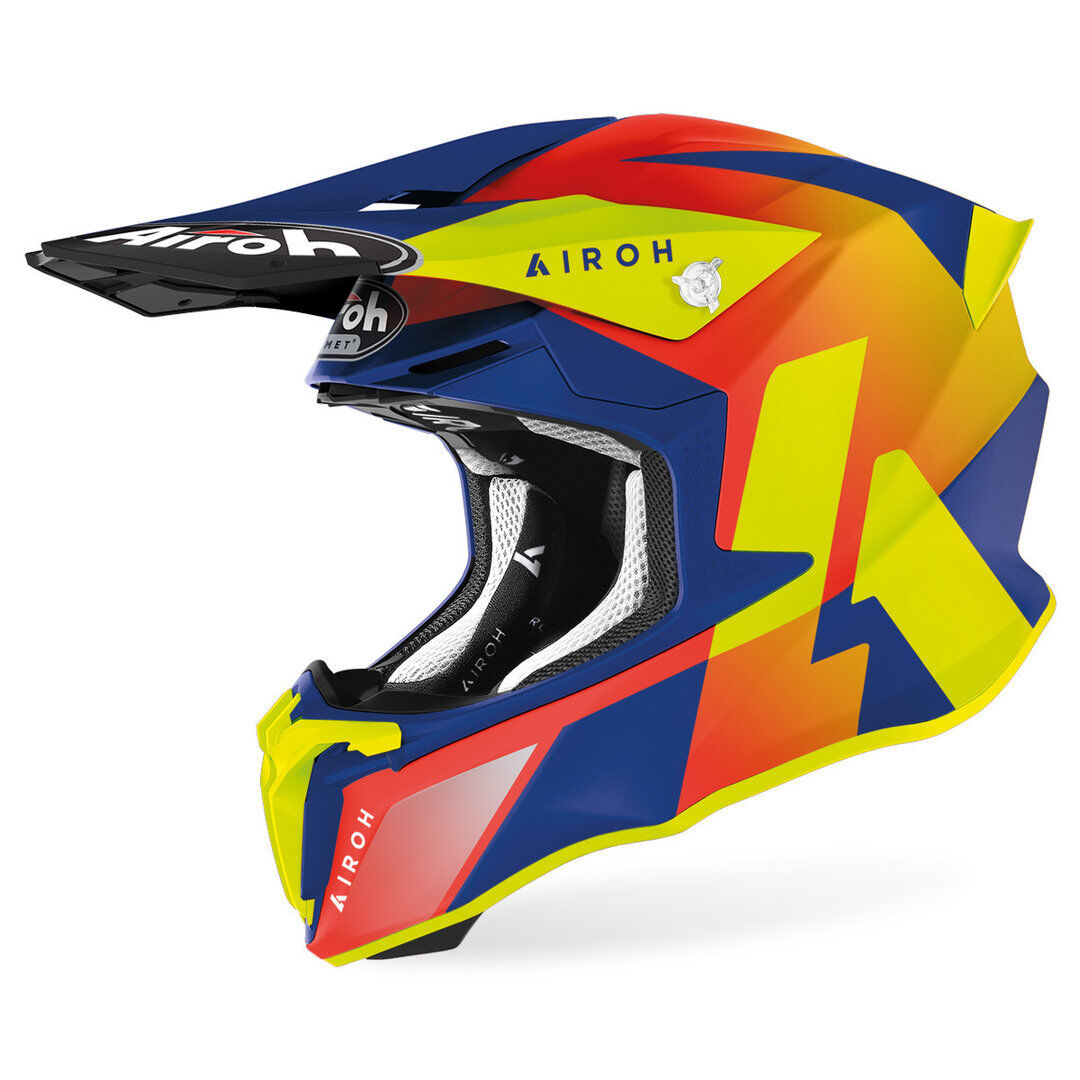 Airoh Twist 2.0 Lift Casco de motocross - Rojo Azul Amarillo (XS)