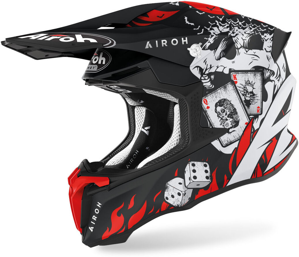 Airoh Twist 2.0 Hell Casco de motocross - Negro Blanco Rojo (XL)