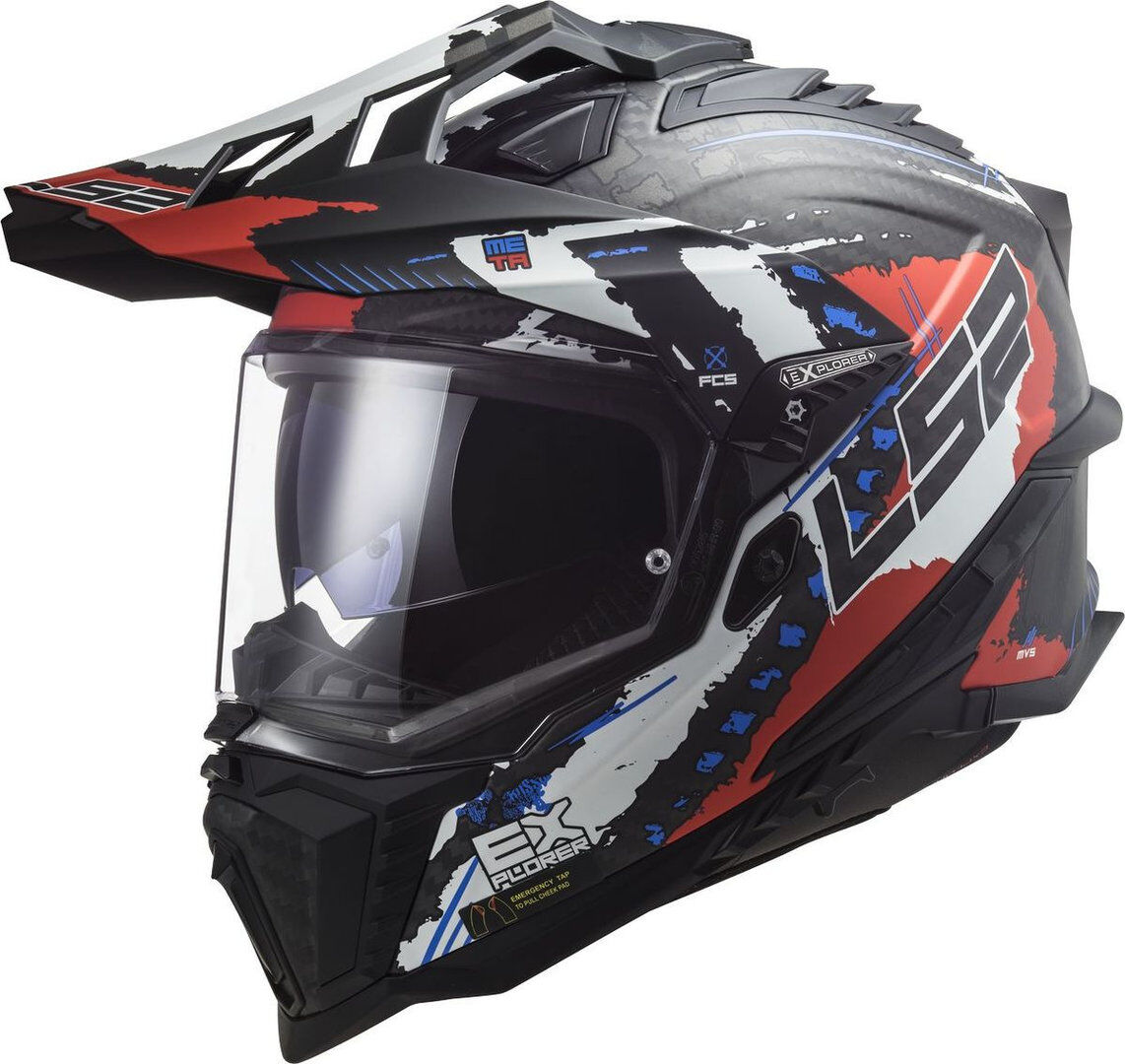 LS2 MX701 Explorer C Extend Carbon Casco de motocross - Negro Rojo (XS)