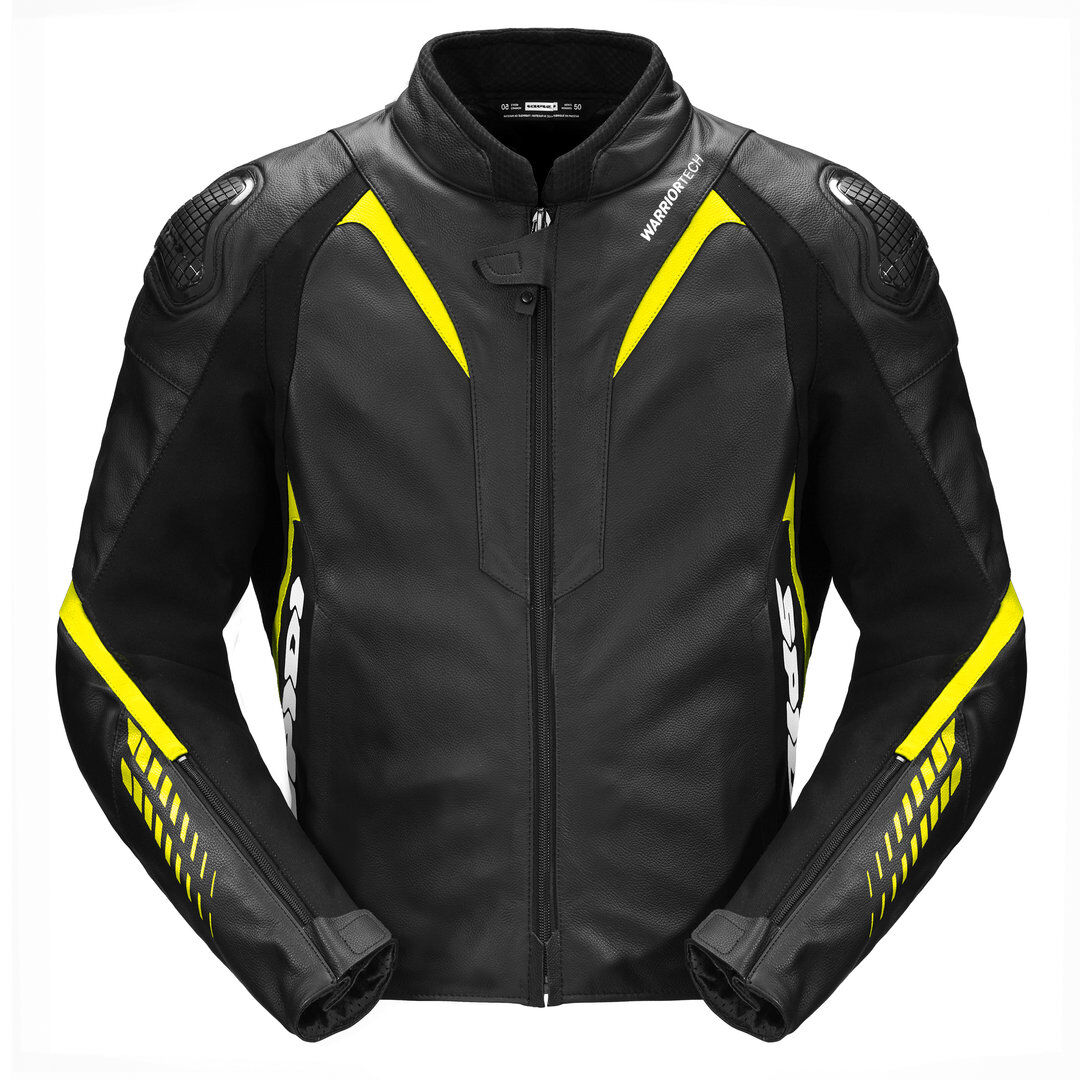 Spidi NKD-1 Chaqueta de cuero para motocicleta - Negro Amarillo (54)