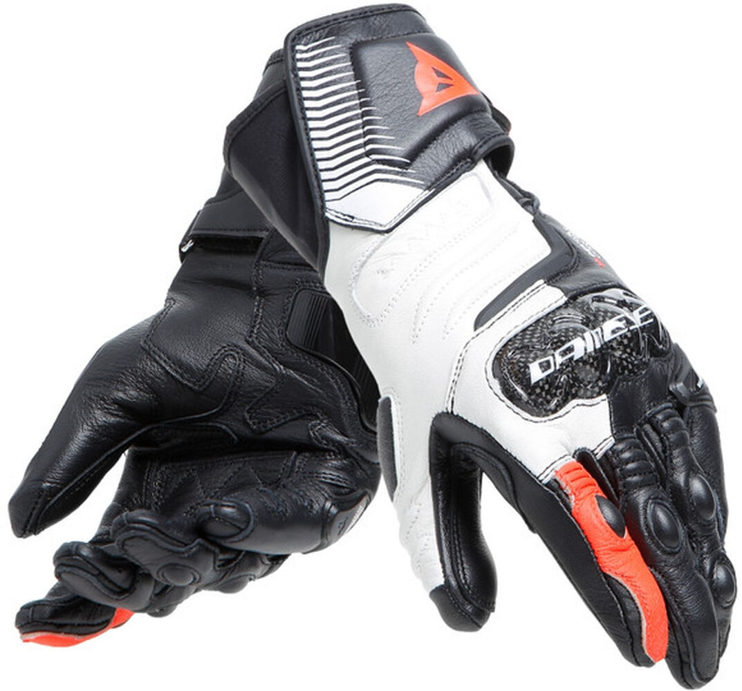 Dainese Carbon 4 Long Guantes de motocicleta para damas - Negro Blanco Rojo (S)