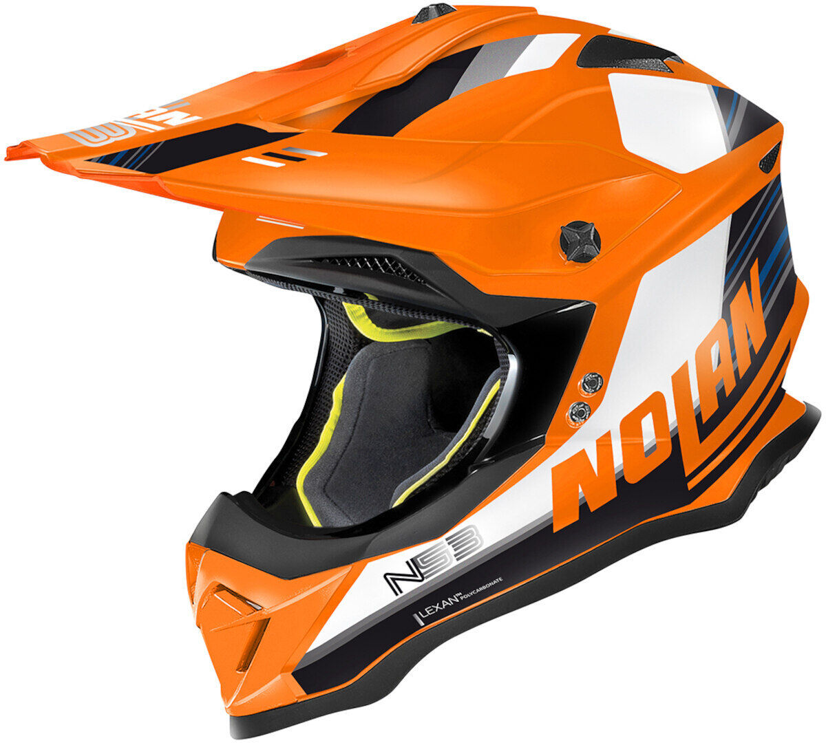 Nolan N53 Kickback Casco de motocross - Negro Blanco Naranja (L)