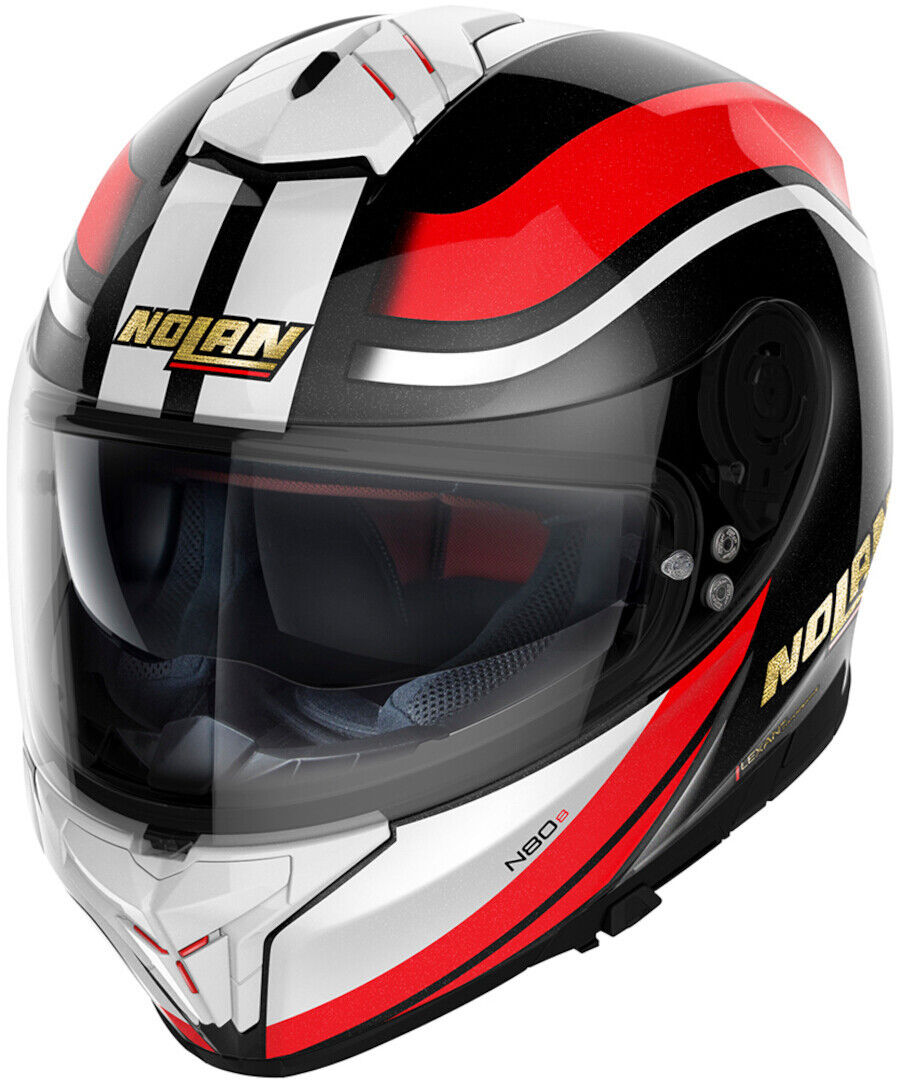 Nolan N80-8 50TH Anniversary N-Com Casco - Negro Blanco Rojo (XL)