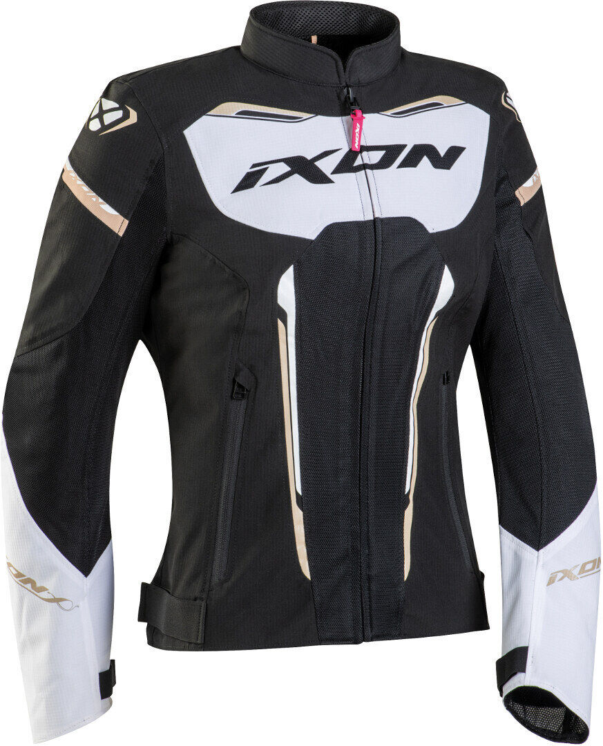Ixon Striker Air Chaqueta textil para motocicletas para damas - Negro Blanco Oro (L)