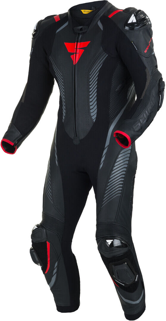 SHIMA Apex RS Traje de cuero de moto de una pieza - Negro Rojo (50)