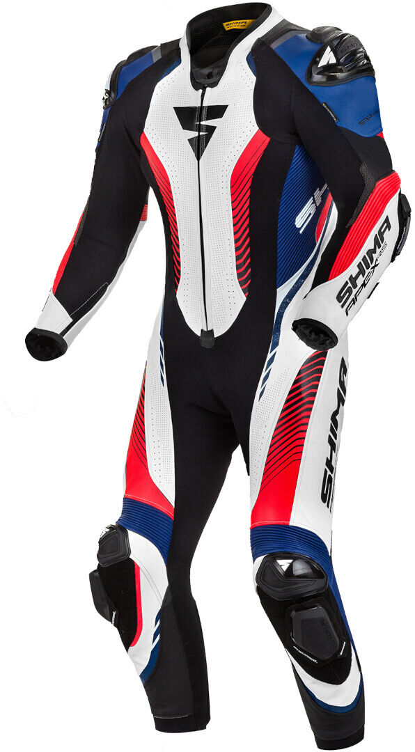 SHIMA Apex RS Traje de cuero de moto de una pieza - Negro Blanco Azul (46)