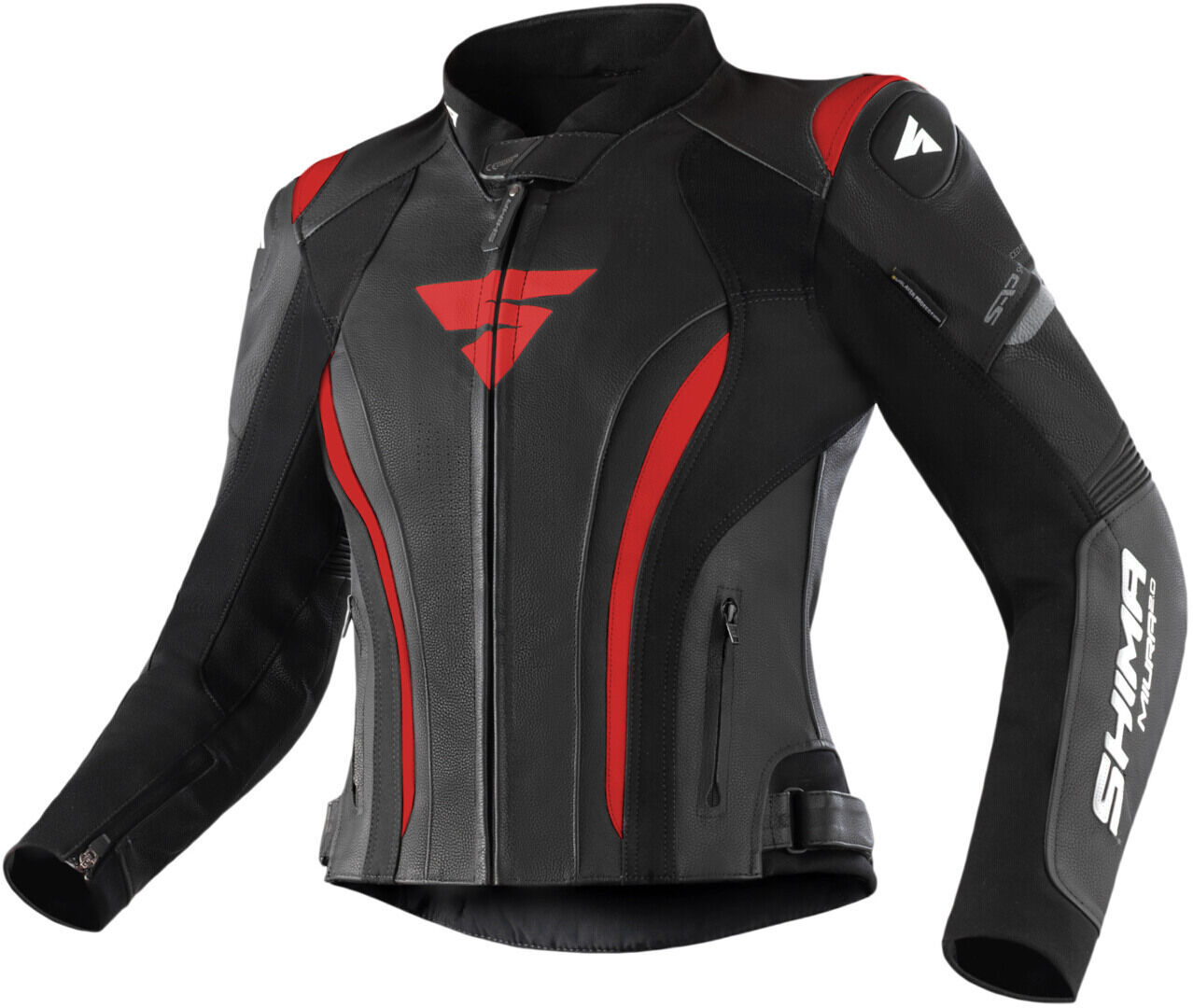 SHIMA Miura 2.0 Chaqueta de cuero para motocicleta para damas - Negro Rojo (32)