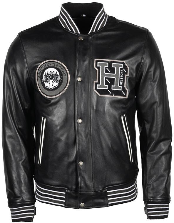 Helstons College Chaqueta de cuero para motocicleta - Negro (2XL)