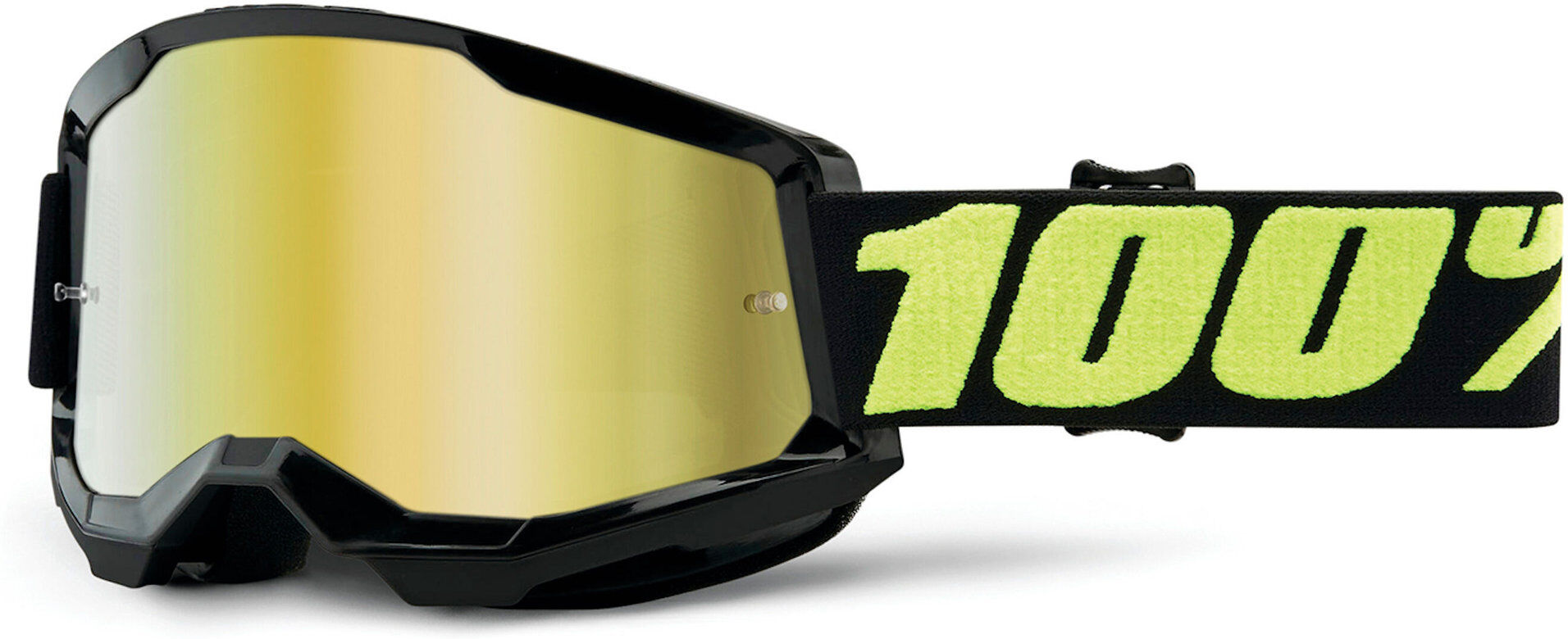 100% Strata 2 Gafas de motocross - Negro Amarillo (un tamaño)