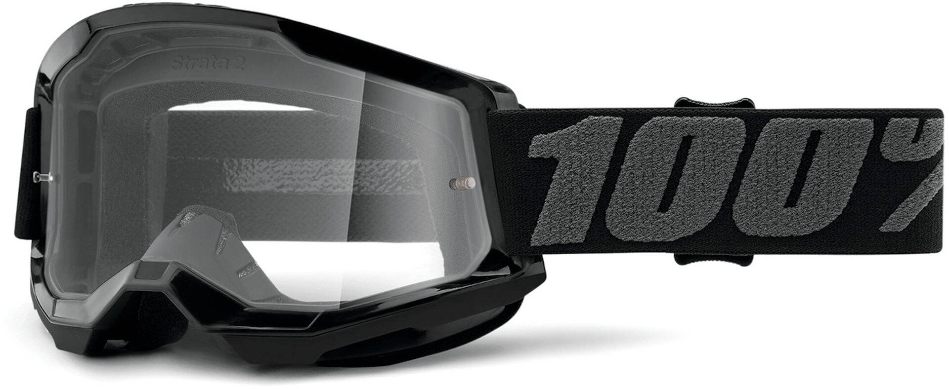 100% Strata 2 Clear Gafas de motocross - Negro (un tamaño)