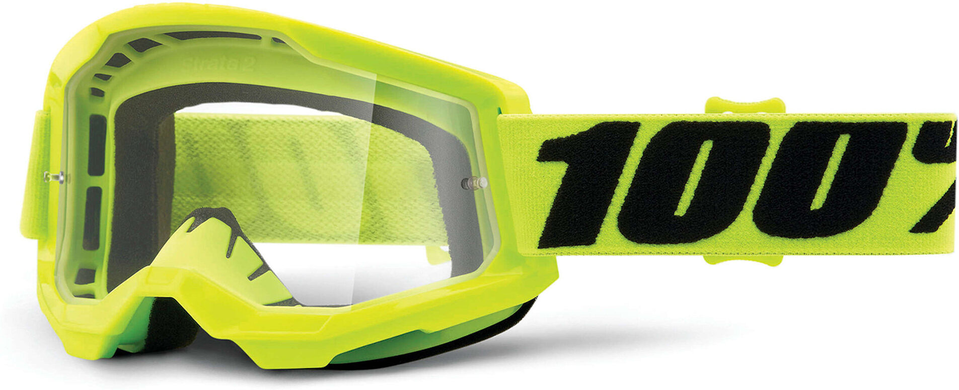 100% Strata 2 Clear Gafas de motocross - Negro Amarillo (un tamaño)