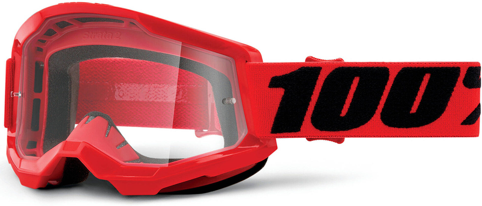 100% Strata 2 Clear Gafas de motocross - Negro Rojo (un tamaño)