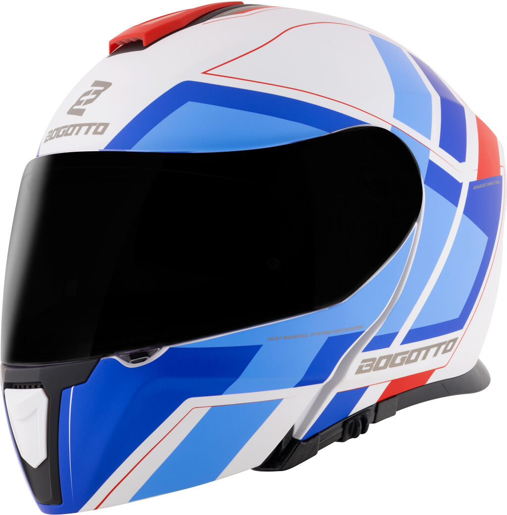 Bogotto FF403 Murata casco abatible - Blanco Rojo Azul (S)