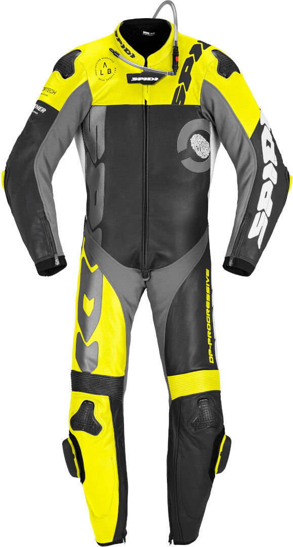 Spidi DP-Progressive Perforated Pro Traje de cuero para motocicleta de una pieza - Negro Amarillo (50)