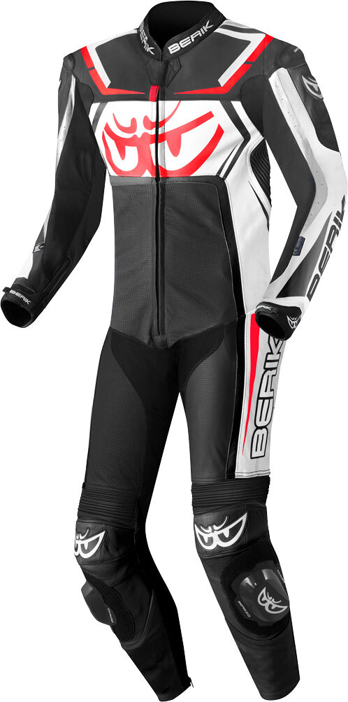 Berik Race-Tech Traje de cuero para motocicleta de una pieza - Negro Blanco (52)