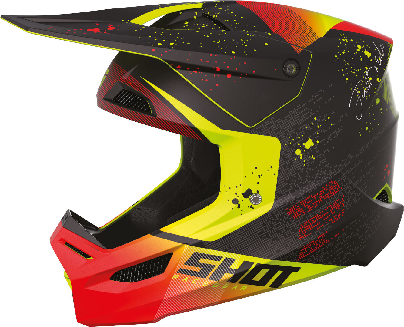 Shot Furious Matrix Casco de motocross - Negro Rojo Amarillo