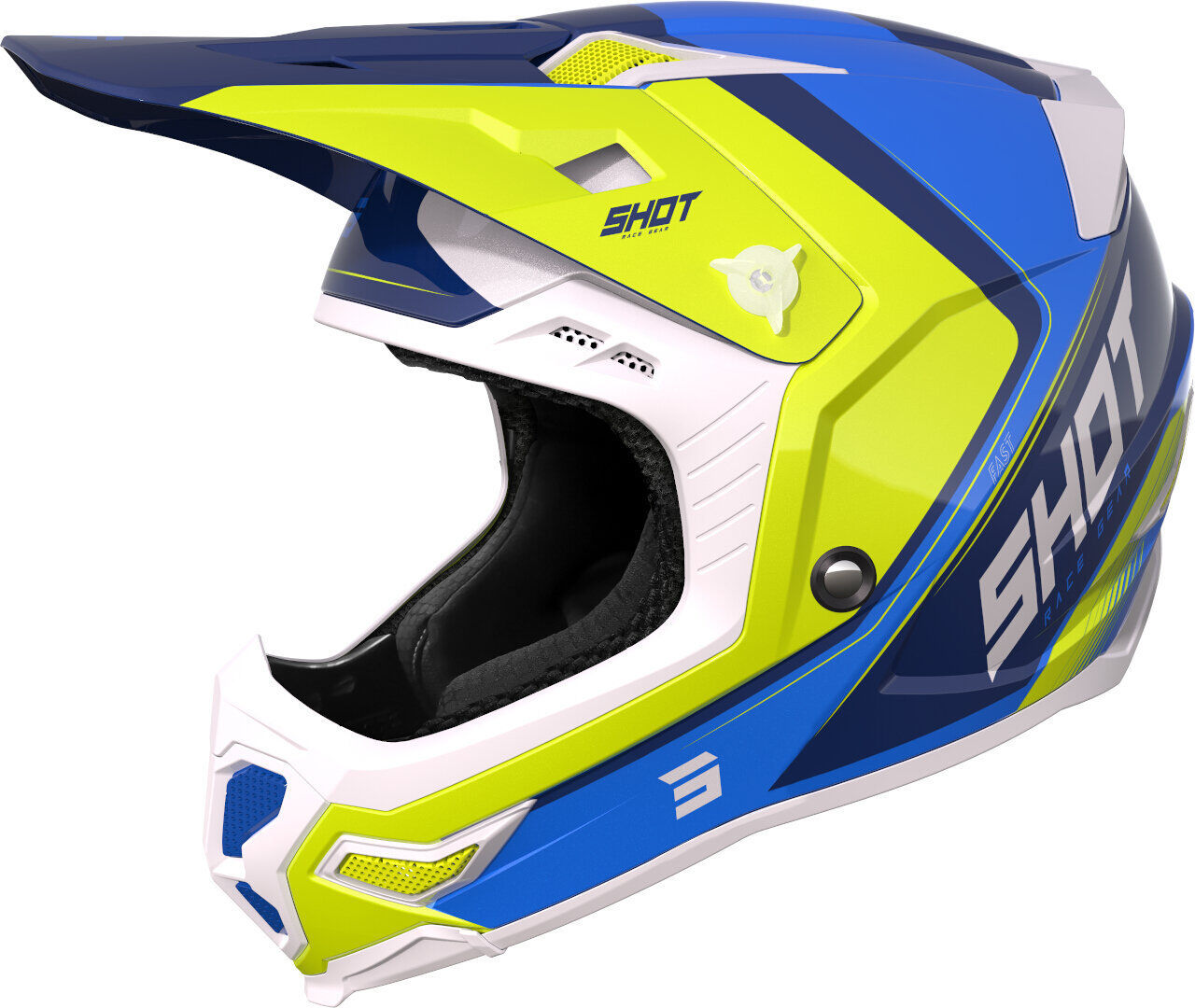 Shot Core Fast Casco de motocross - Azul Amarillo (2XL)