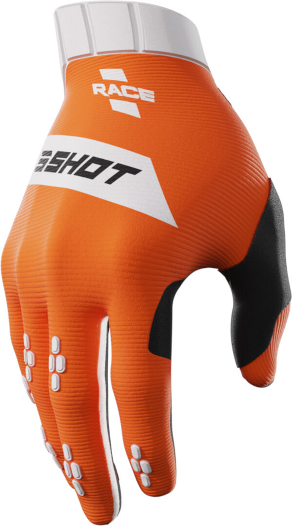 Shot Race Guantes de motocross - Blanco Naranja (M L)