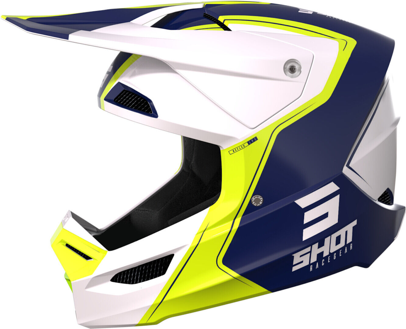 Shot Furious Reflex Casco de motocross - Blanco Azul Amarillo (XL)