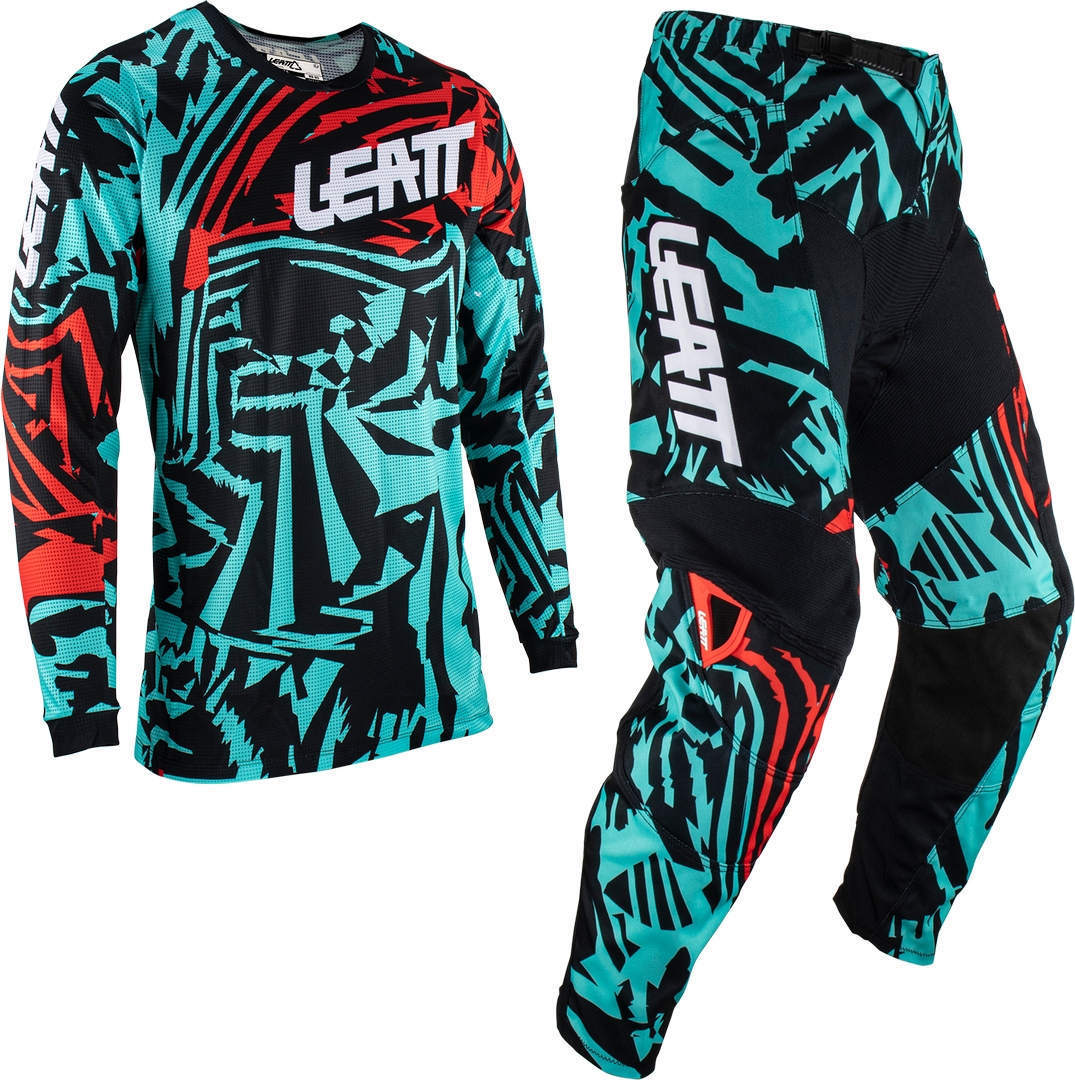 Leatt 3.5 Zebra Jersey y pantalón de motocross - Negro Verde (S)