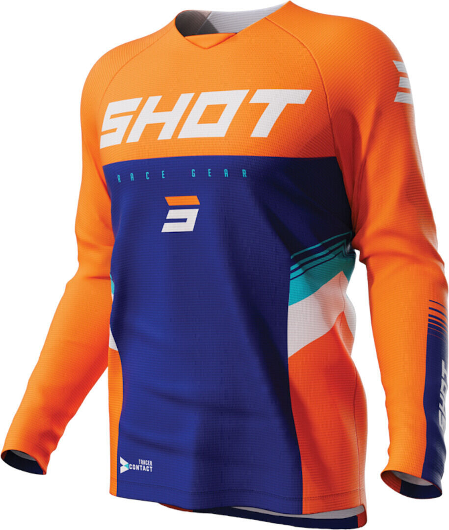 Shot Draw Tracer Maillot de motocross para niños - Azul Naranja (10 - 11)