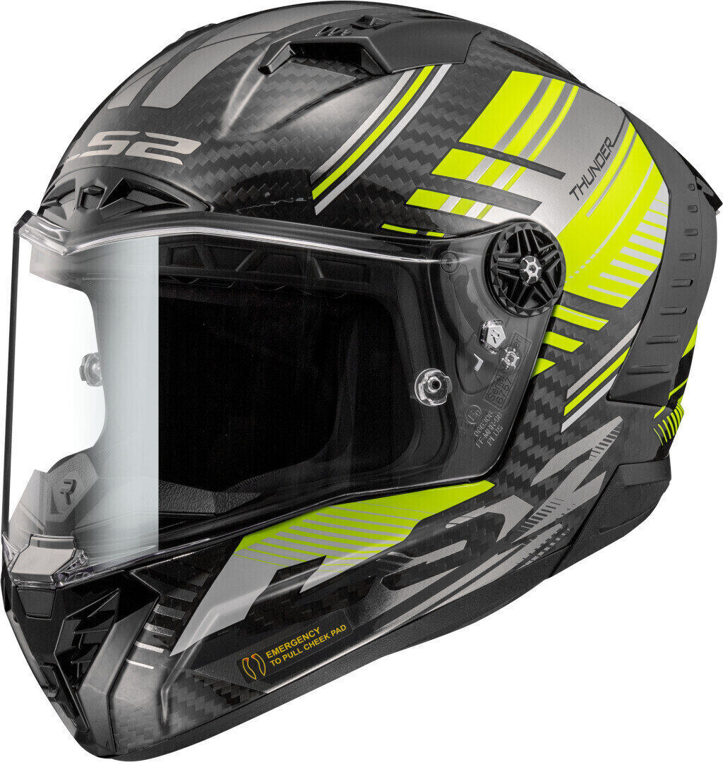 LS2 FF805 Thunder Volt Carbon Casco - Negro Amarillo (2XL)