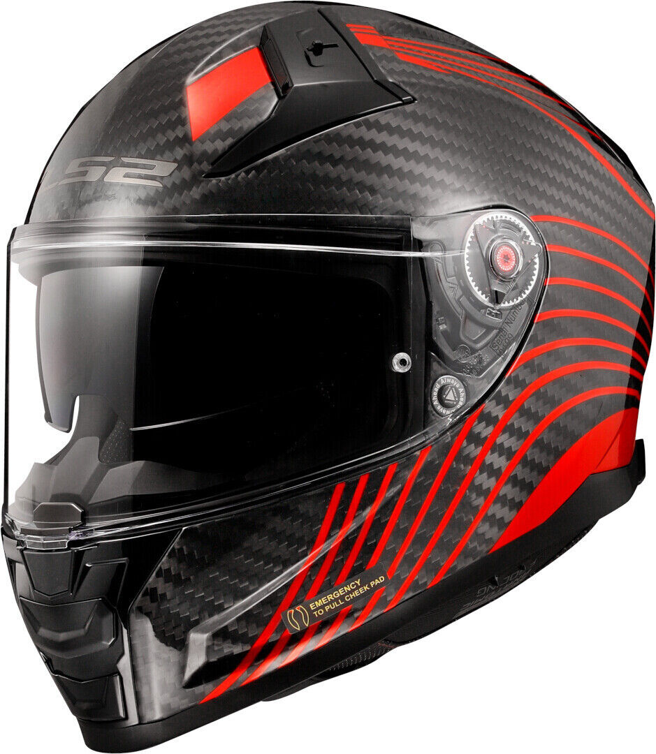 LS2 FF811 Vector II Carbon Flux Casco - Negro Rojo (2XS)