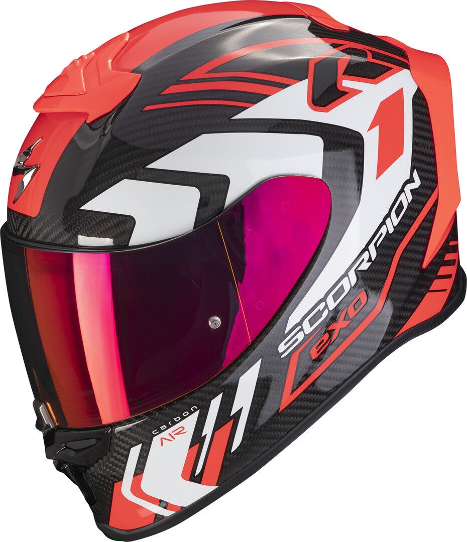 Scorpion EXO-R1 Evo Air Supra Casco de carbono - Negro Blanco Rojo (XL)